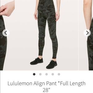 lululemon camo align 28” leggings - Size 6